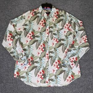 Tommy Bahama‎ Floral Button Down Shirt Tropical Palm Tree Print Men's Large